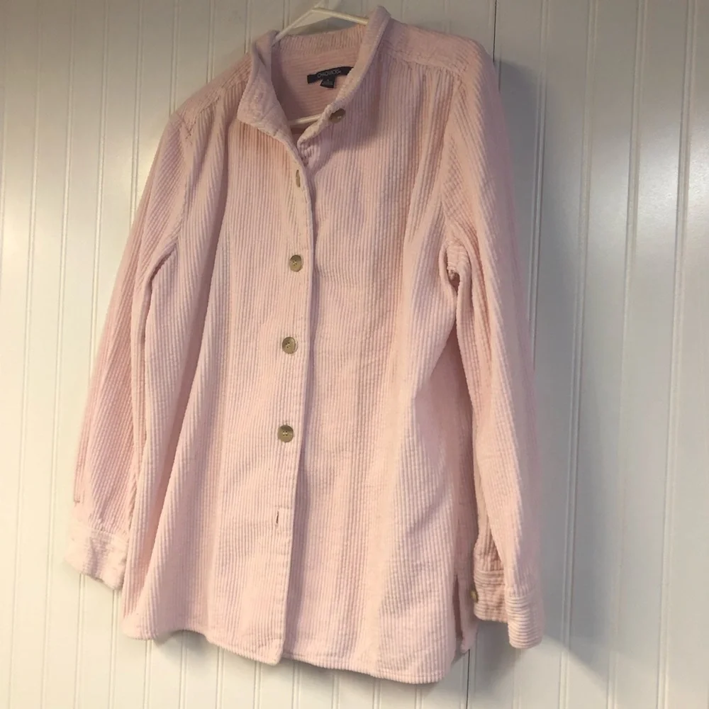 Chadwicks Pink Relaxed Button Down Shirt with Mandarin Collar - Picture 2 of 5